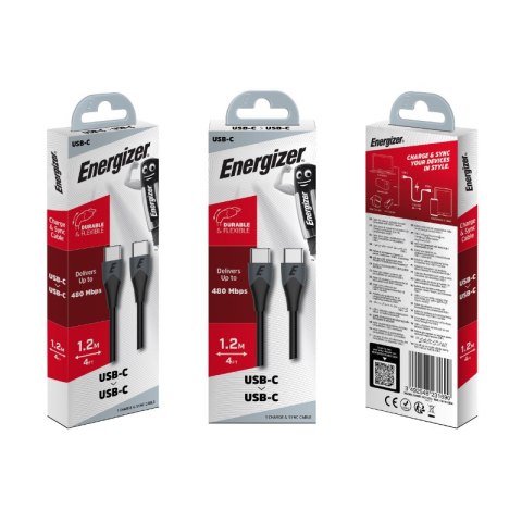 Energizer Classic - Kabel połączeniowy USB-C do USB-C 1.2m (Czarny) Energizer Energizer Classic - Kabel połączeniowy USB-C do USB-C 1.2m (Czarny) Energizer