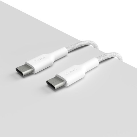 PURO Fabric - Kabel w oplocie heavy duty USB-C do USB-C 1,2m (biały) Puro PURO Fabric - Kabel w oplocie heavy duty USB-C do USB-C 1,2m (biały) Puro