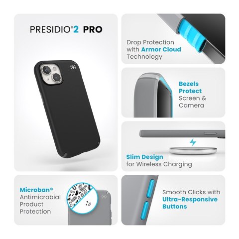Speck Presidio2 Pro - Etui iPhone 16e / iPhone 15 / iPhone 14 / iPhone 13 (Black / Slate Grey / White) Speck Speck Presidio2 Pro - Etui iPhone 16e / iPhone 15 / iPhone 14 / iPhone 13 (Black / Slate Grey / White) Speck