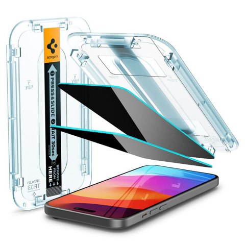 Spigen GLAS.TR EZ FIT Privacy 2-Pack - Szkło hartowane z filtrem prywatyzującym do iPhone 15 / 16 2 szt Spigen Spigen GLAS.TR EZ FIT Privacy 2-Pack - Szkło hartowane z filtrem prywatyzującym do iPhone 15 / 16 2 szt Spigen