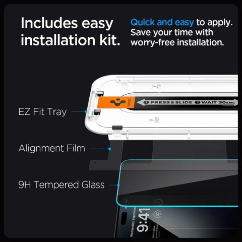 Spigen GLAS.TR EZ FIT Privacy 2-Pack - Szkło hartowane z filtrem prywatyzującym do iPhone 15 / 16 2 szt Spigen Spigen GLAS.TR EZ FIT Privacy 2-Pack - Szkło hartowane z filtrem prywatyzującym do iPhone 15 / 16 2 szt Spigen