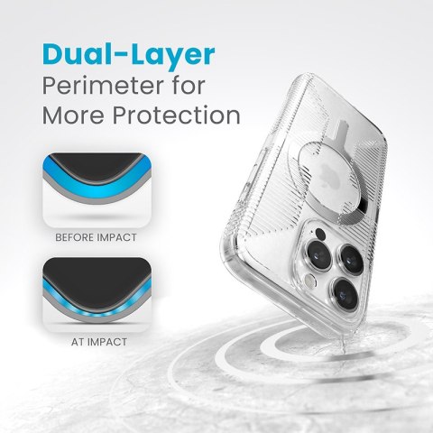 Speck Gemshell Grip + MagSafe - Etui do iPhone 15 Pro (Clear / Chrome Finish) Speck Speck Gemshell Grip + MagSafe - Etui do iPhone 15 Pro (Clear / Chrome Finish) Speck