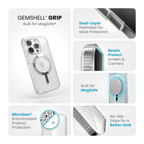 Speck Gemshell Grip + MagSafe - Etui do iPhone 15 Pro (Clear / Chrome Finish) Speck Speck Gemshell Grip + MagSafe - Etui do iPhone 15 Pro (Clear / Chrome Finish) Speck