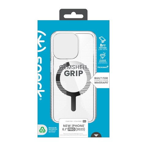 Speck Gemshell Grip + MagSafe - Etui do iPhone 15 Pro (Clear / Chrome Finish) Speck Speck Gemshell Grip + MagSafe - Etui do iPhone 15 Pro (Clear / Chrome Finish) Speck