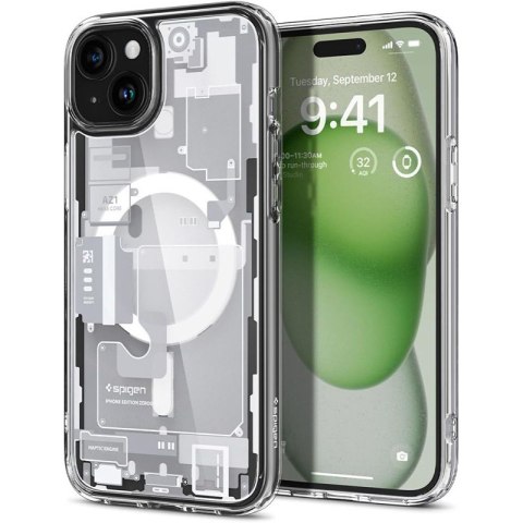 Spigen Ultra Hybrid Mag MagSafe - Etui do iPhone 15 (Zero One White) Spigen Spigen Ultra Hybrid Mag MagSafe - Etui do iPhone 15 (Zero One White) Spigen