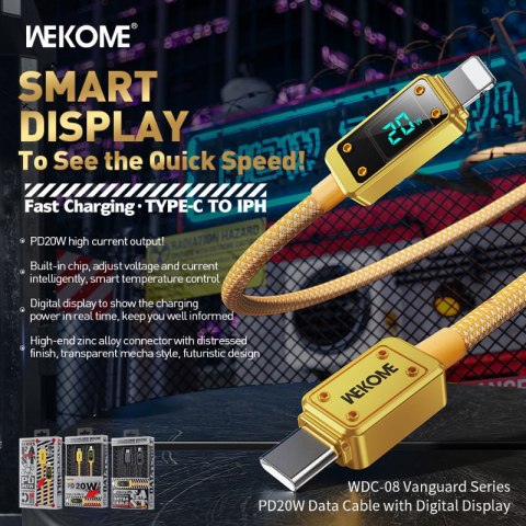 WEKOME WDC-08 Vanguard Series - Kabel połączeniowy USB-C do Lightning Fast Charging PD 20W 1 m (Złoty) Wekome WEKOME WDC-08 Vanguard Series - Kabel połączeniowy USB-C do Lightning Fast Charging PD 20W 1 m (Złoty) Wekome