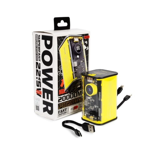 WEKOME WP-347 Vanguard Series - Power bank 20000 mAh Super Fast Charging z wbudowanym kablem USB-C PD 20W & Lightning + USB-A QC Wekome WEKOME WP-347 Vanguard Series - Power bank 20000 mAh Super Fast Charging z wbudowanym kablem USB-C PD 20W & Lightning + USB-A QC Wekome