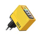 WEKOME WP-U155 Tint Series - Ładowarka sieciowa 2x USB-C & USB-A Super Fast Charger GaN 100W (Żółty) Wekome