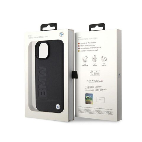 BMW Leather Hot Stamp MagSafe - Etui iPhone 15 (Czarny) BMW BMW Leather Hot Stamp MagSafe - Etui iPhone 15 (Czarny) BMW