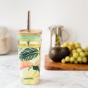 Quokka Liquid Cube - Kubek szklany 540 ml ze słomką ze stali nierdzewnej (Tropical Toucans) Quokka