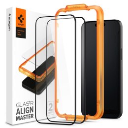 Spigen Alm Glass FC 2-Pack - Szkło hartowane do iPhone 15 Pro Max 2 szt (Czarna ramka) Spigen