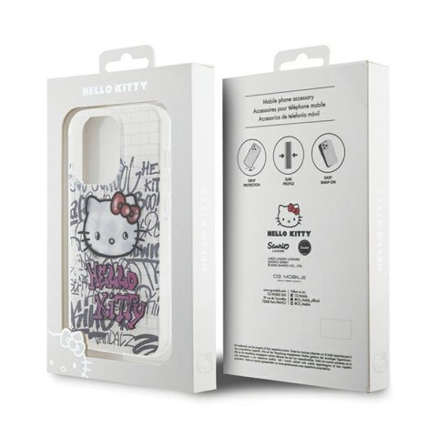 Hello Kitty IML Kitty On Bricks Graffiti - Etui iPhone 13 Pro (biały) Hello Kitty Hello Kitty IML Kitty On Bricks Graffiti - Etui iPhone 13 Pro (biały) Hello Kitty