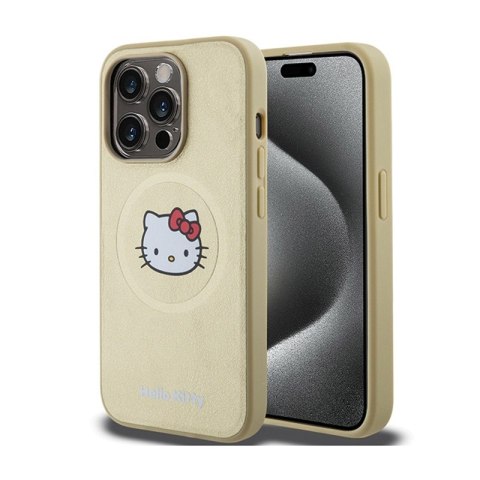 Hello Kitty Leather Kitty Head MagSafe - Etui iPhone 15 Pro (złoty) Hello Kitty Hello Kitty Leather Kitty Head MagSafe - Etui iPhone 15 Pro (złoty) Hello Kitty