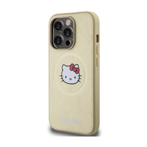 Hello Kitty Leather Kitty Head MagSafe - Etui iPhone 15 Pro (złoty) Hello Kitty Hello Kitty Leather Kitty Head MagSafe - Etui iPhone 15 Pro (złoty) Hello Kitty