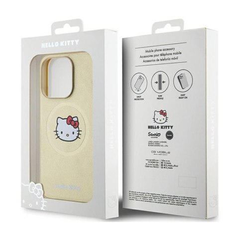 Hello Kitty Leather Kitty Head MagSafe - Etui iPhone 15 Pro (złoty) Hello Kitty Hello Kitty Leather Kitty Head MagSafe - Etui iPhone 15 Pro (złoty) Hello Kitty
