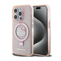 Hello Kitty Ring Stand Glitter Electrop Logo MagSafe - Etui iPhone 15 Pro (różowy) Hello Kitty