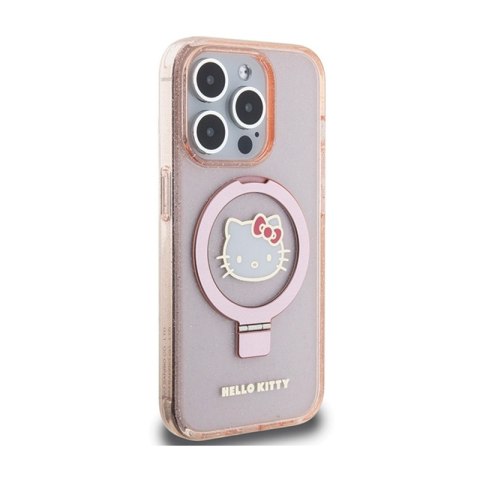 Hello Kitty Ring Stand Glitter Electrop Logo MagSafe - Etui iPhone 15 Pro (różowy) Hello Kitty Hello Kitty Ring Stand Glitter Electrop Logo MagSafe - Etui iPhone 15 Pro (różowy) Hello Kitty
