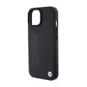 BMW Leather Hot Stamp MagSafe - Etui iPhone 15 Plus (Czarny) BMW