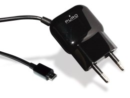 PURO Mini Travel Charger - Przenośna ładowarka sieciowa z kablem Micro USB (czarny) Puro