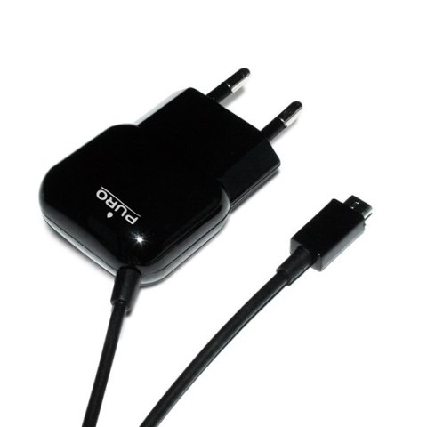 PURO Mini Travel Charger - Przenośna ładowarka sieciowa z kablem Micro USB (czarny) Puro PURO Mini Travel Charger - Przenośna ładowarka sieciowa z kablem Micro USB (czarny) Puro