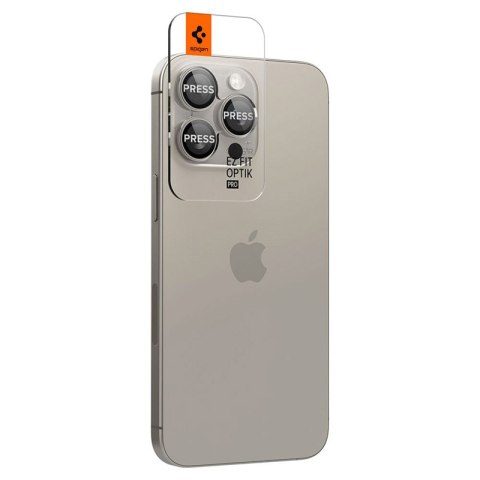 Spigen Optik Pro GLAS.TR EZ Fit Camera Protector 2-Pack - Szkło ochronne na obiektyw do iPhone 15 Pro / 15 Pro Max / iPhone 14 P Spigen Spigen Optik Pro GLAS.TR EZ Fit Camera Protector 2-Pack - Szkło ochronne na obiektyw do iPhone 15 Pro / 15 Pro Max / iPhone 14 P Spigen