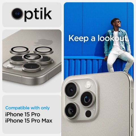 Spigen Optik Pro GLAS.TR EZ Fit Camera Protector 2-Pack - Szkło ochronne na obiektyw do iPhone 15 Pro / 15 Pro Max / iPhone 14 P Spigen Spigen Optik Pro GLAS.TR EZ Fit Camera Protector 2-Pack - Szkło ochronne na obiektyw do iPhone 15 Pro / 15 Pro Max / iPhone 14 P Spigen