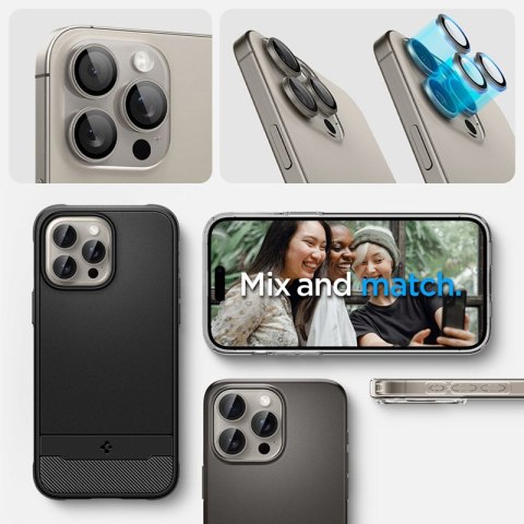 Spigen Optik Pro GLAS.TR EZ Fit Camera Protector 2-Pack - Szkło ochronne na obiektyw do iPhone 15 Pro / 15 Pro Max / iPhone 14 P Spigen Spigen Optik Pro GLAS.TR EZ Fit Camera Protector 2-Pack - Szkło ochronne na obiektyw do iPhone 15 Pro / 15 Pro Max / iPhone 14 P Spigen