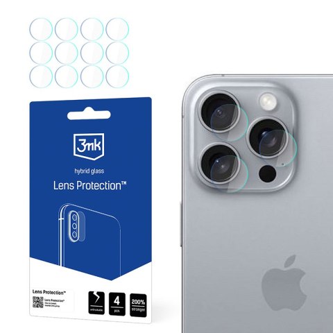 3mk Lens Protection - Szkło na obiektyw aparatu iPhone 16 Pro (4 zestawy) 3mk 3mk Lens Protection - Szkło na obiektyw aparatu iPhone 16 Pro (4 zestawy) 3mk