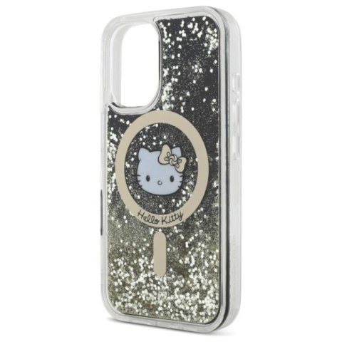 Hello Kitty Liquid Glitter Fever MagSafe - Etui iPhone 16 (czarny / złoty) Hello Kitty Hello Kitty Liquid Glitter Fever MagSafe - Etui iPhone 16 (czarny / złoty) Hello Kitty