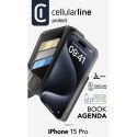 Cellularline Book Agenda - Etui iPhone 15 Pro z powłoką MICROBAN (czarny) Cellularline