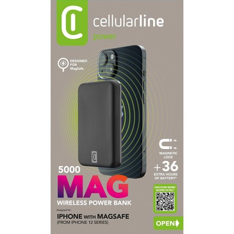 Cellularline MAG 5000 - Power bank indukcyjny 5000mAh 7.5W MagSafe (czarny) Cellularline Cellularline MAG 5000 - Power bank indukcyjny 5000mAh 7.5W MagSafe (czarny) Cellularline
