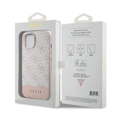 Guess 4G Bottom Stripe Collection - Etui iPhone 15 (różowy) Guess Guess 4G Bottom Stripe Collection - Etui iPhone 15 (różowy) Guess