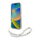Guess IML Flowers Allover Electro With Pearl Strap MagSafe - Etui iPhone 16 Pro Max (biały) Guess