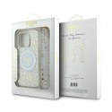 Guess IML Flowers Allover Electro With Pearl Strap MagSafe - Etui iPhone 16 Pro Max (biały) Guess