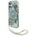 Guess IML Flowers With Pearl Strap MagSafe - Etui iPhone 16 (zielony) Guess