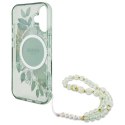 Guess IML Flowers With Pearl Strap MagSafe - Etui iPhone 16 (zielony) Guess