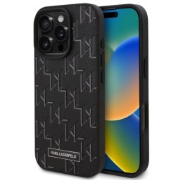 Karl Lagerfeld Leather Monogram Metal Logo MagSafe - Etui iPhone 16 Pro Max (czarny) Karl Lagerfeld