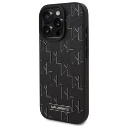 Karl Lagerfeld Leather Monogram Metal Logo MagSafe - Etui iPhone 16 Pro Max (czarny) Karl Lagerfeld