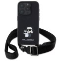 Karl Lagerfeld Saffiano Karl & Choupette Metal Pin CBDY Strap - Etui iPhone 16 Pro Max (czarny) Karl Lagerfeld