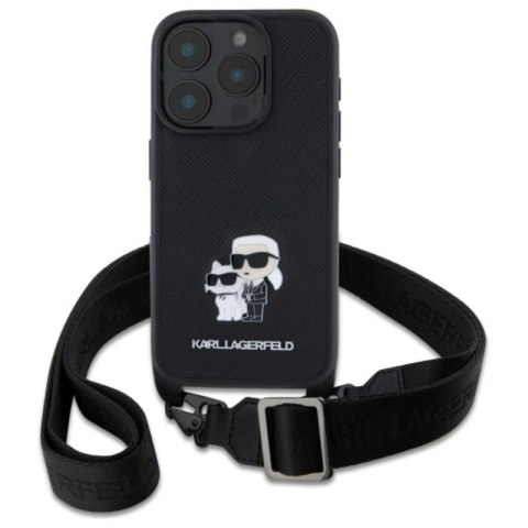 Karl Lagerfeld Saffiano Karl & Choupette Metal Pin CBDY Strap - Etui iPhone 16 Pro Max (czarny) Karl Lagerfeld Karl Lagerfeld Saffiano Karl & Choupette Metal Pin CBDY Strap - Etui iPhone 16 Pro Max (czarny) Karl Lagerfeld