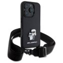 Karl Lagerfeld Saffiano Karl & Choupette Metal Pin CBDY Strap - Etui iPhone 16 Pro Max (czarny) Karl Lagerfeld