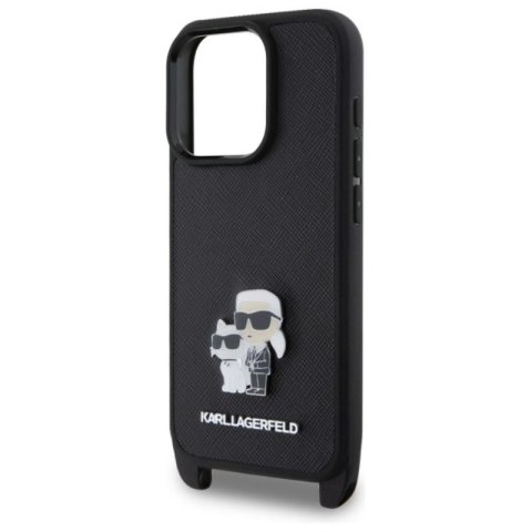 Karl Lagerfeld Saffiano Karl & Choupette Metal Pin CBDY Strap - Etui iPhone 16 Pro Max (czarny) Karl Lagerfeld Karl Lagerfeld Saffiano Karl & Choupette Metal Pin CBDY Strap - Etui iPhone 16 Pro Max (czarny) Karl Lagerfeld