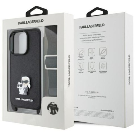 Karl Lagerfeld Saffiano Karl & Choupette Metal Pin CBDY Strap - Etui iPhone 16 Pro Max (czarny) Karl Lagerfeld Karl Lagerfeld Saffiano Karl & Choupette Metal Pin CBDY Strap - Etui iPhone 16 Pro Max (czarny) Karl Lagerfeld
