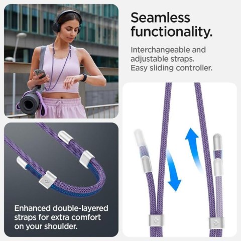 Spigen Universal Strap Set Crossbody & Wrist - Pasek do telefonu na ramię + na nadgarstek (Deep Purple) Spigen Spigen Universal Strap Set Crossbody & Wrist - Pasek do telefonu na ramię + na nadgarstek (Deep Purple) Spigen