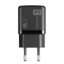 Cellularline Multipower Micro GaN - Ładowarka sieciowa USB-C & USB-A Power Delivery 30W (czarny) Cellularline