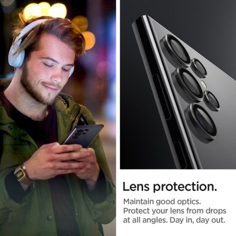 Spigen Optik Pro GLAS.TR EZ Fit Camera Protector 2-Pack - Szkło ochronne na obiektyw do Samsung Galaxy S24 Ultra (2 szt) (Czarny Spigen Spigen Optik Pro GLAS.TR EZ Fit Camera Protector 2-Pack - Szkło ochronne na obiektyw do Samsung Galaxy S24 Ultra (2 szt) (Czarny Spigen