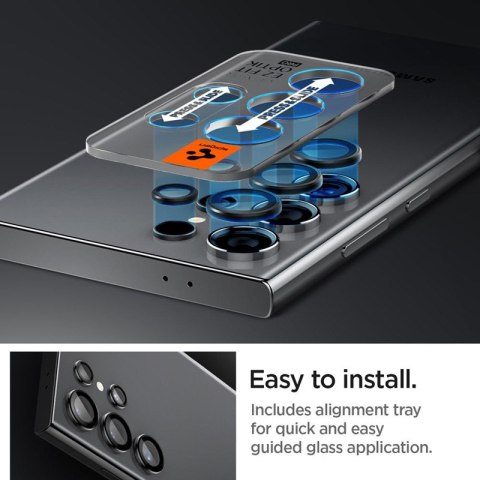 Spigen Optik Pro GLAS.TR EZ Fit Camera Protector 2-Pack - Szkło ochronne na obiektyw do Samsung Galaxy S24 Ultra (2 szt) (Czarny Spigen Spigen Optik Pro GLAS.TR EZ Fit Camera Protector 2-Pack - Szkło ochronne na obiektyw do Samsung Galaxy S24 Ultra (2 szt) (Czarny Spigen