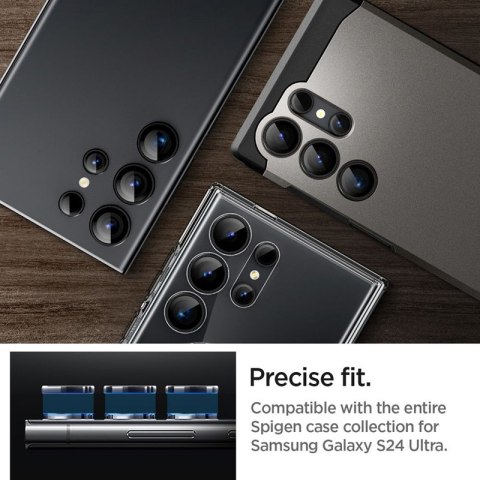 Spigen Optik Pro GLAS.TR EZ Fit Camera Protector 2-Pack - Szkło ochronne na obiektyw do Samsung Galaxy S24 Ultra (2 szt) (Czarny Spigen Spigen Optik Pro GLAS.TR EZ Fit Camera Protector 2-Pack - Szkło ochronne na obiektyw do Samsung Galaxy S24 Ultra (2 szt) (Czarny Spigen