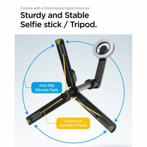 Spigen S570W MagSafe Bluetooth Selfie Stick Tripod - Statyw na smartfon / uchwyt selfie stick (Czarny) Spigen Spigen S570W MagSafe Bluetooth Selfie Stick Tripod - Statyw na smartfon / uchwyt selfie stick (Czarny) Spigen