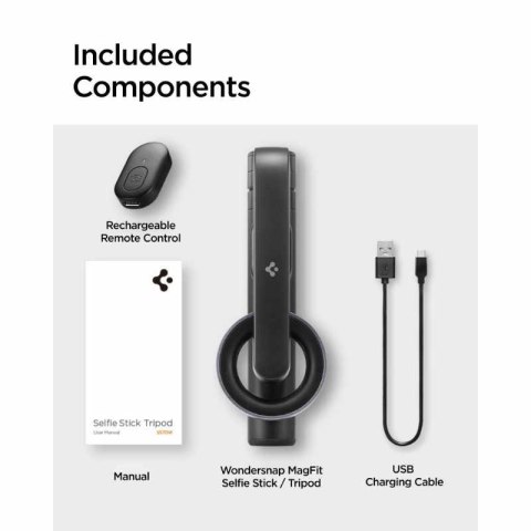 Spigen S570W MagSafe Bluetooth Selfie Stick Tripod - Statyw na smartfon / uchwyt selfie stick (Czarny) Spigen Spigen S570W MagSafe Bluetooth Selfie Stick Tripod - Statyw na smartfon / uchwyt selfie stick (Czarny) Spigen